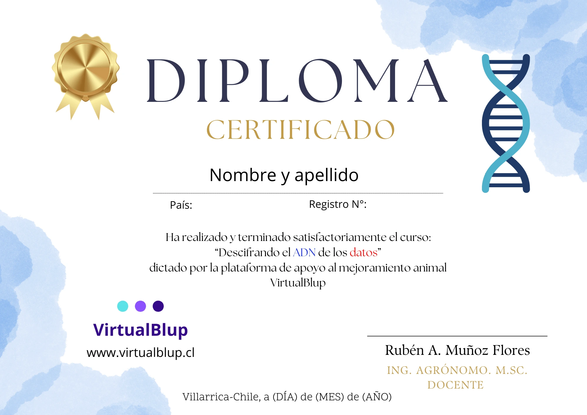 Fotografía diploma curso prácticas de evaluación genética animal