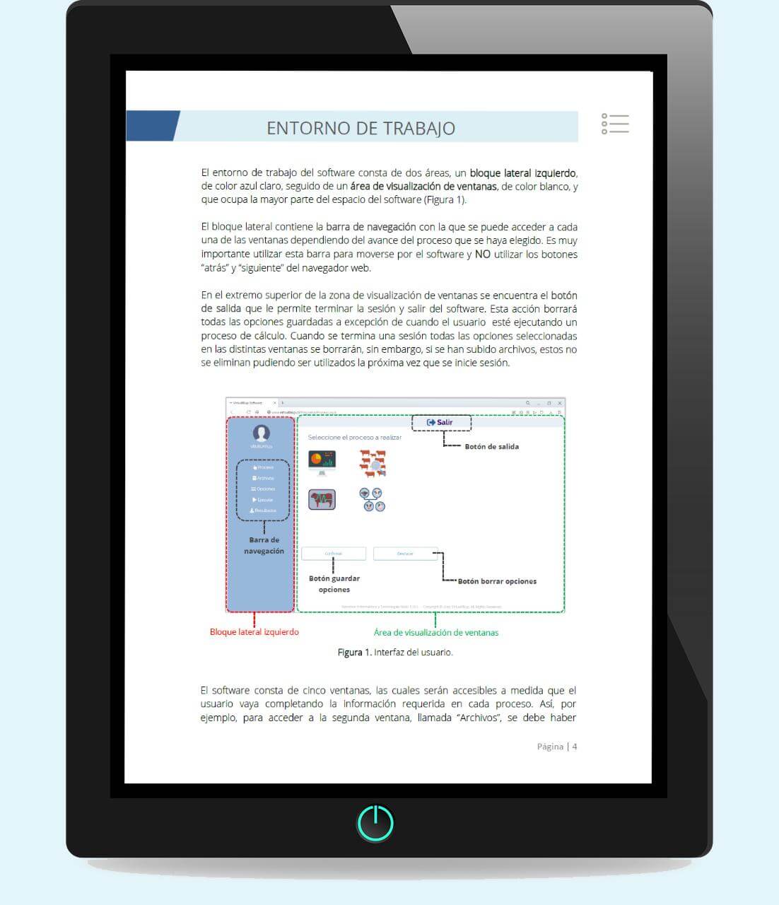 Manual del usuario en tablet